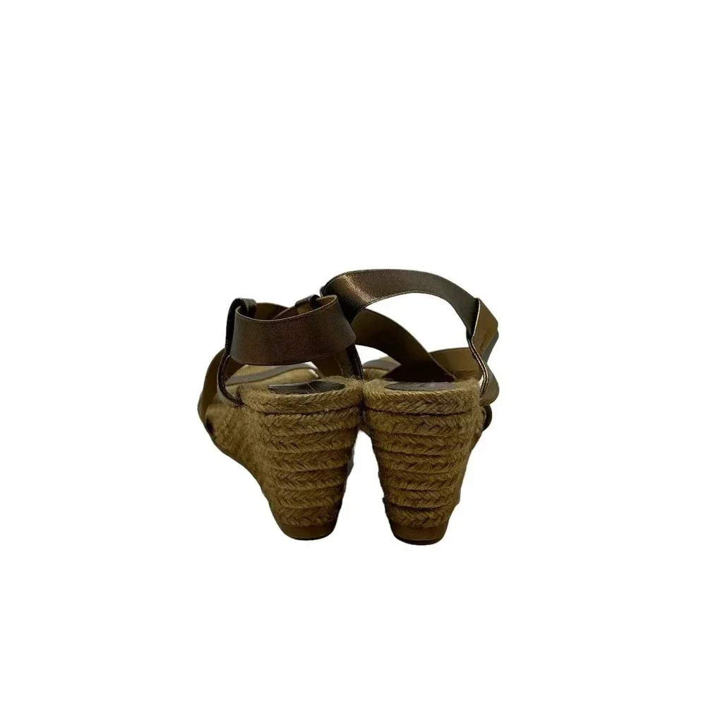 Chocolat‎ Blu Brown Metallic Espadrille Strappy Wedge Sandals Size 40 US 9